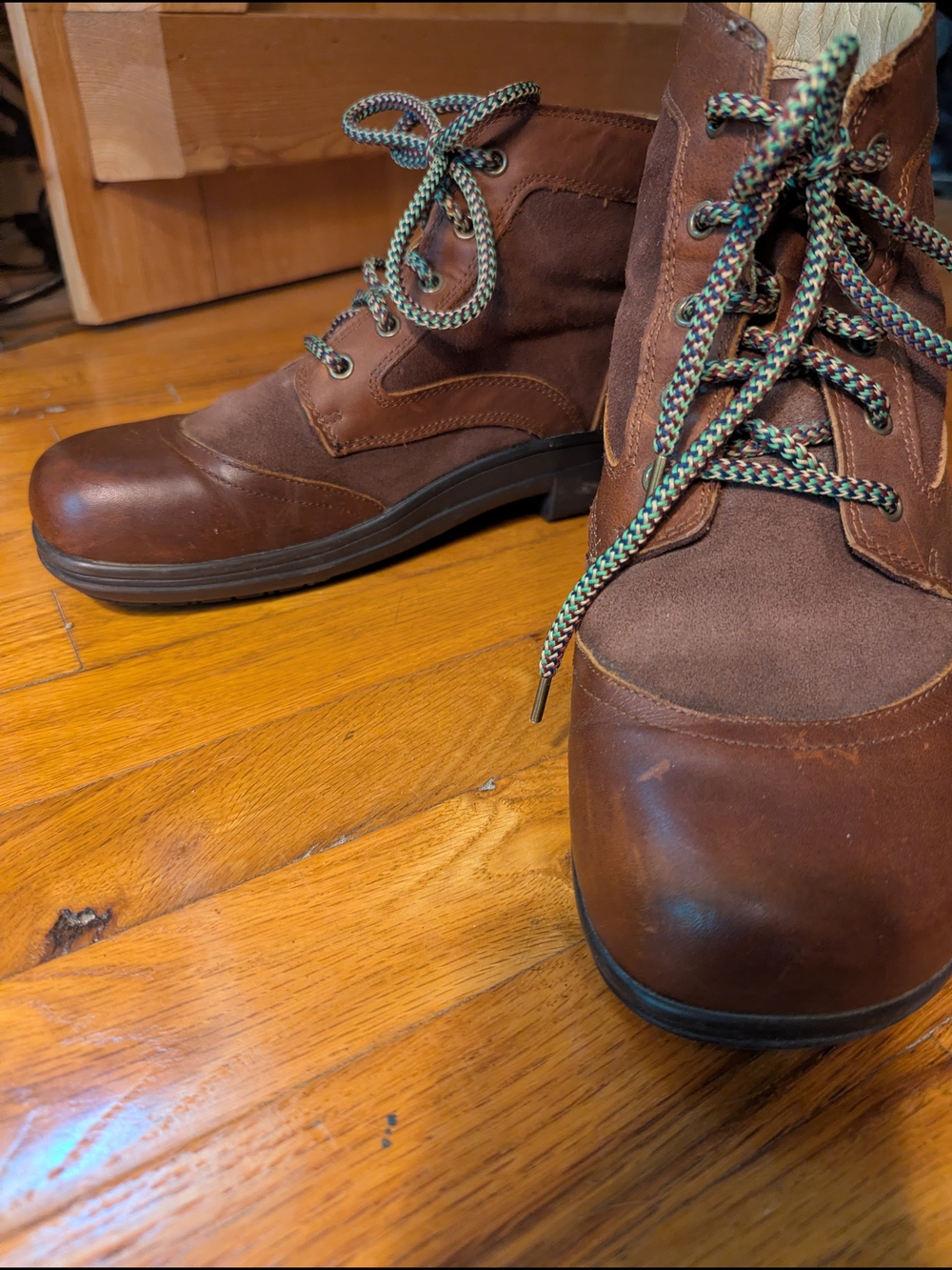 Alegria Brown Leather & Suede Lace-Up Ankle Boots